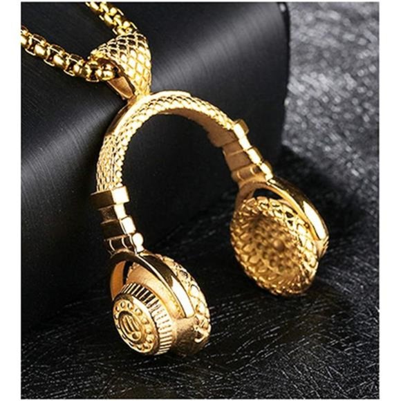 Headphones Necklace Music Pendant Hiphop Fashion chain with 24in chain Hip Hop - Picture 3 of 4